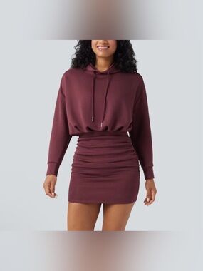 HALARA Spacer Tech Long Sleeve Ruched Body Con Mini Casual Dress NWOT!